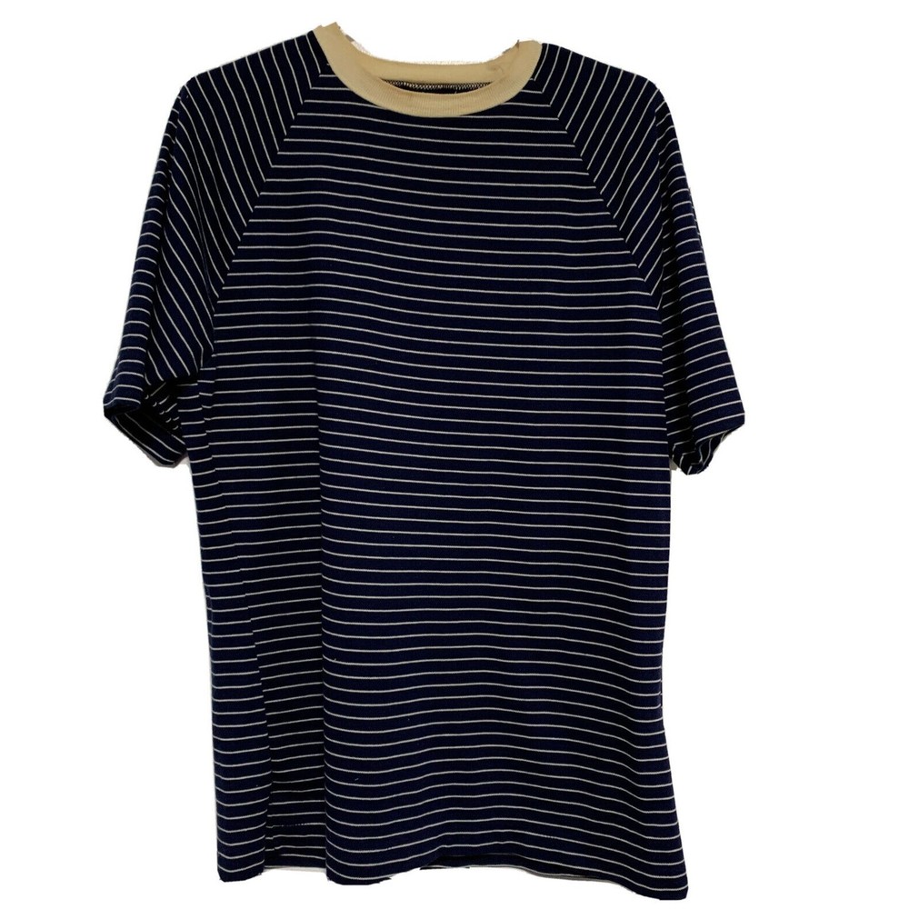 Vintage Mens XL Tee Grubb Stuff Crewneck Shirt Pullover Short Sleeve Blue Stripe